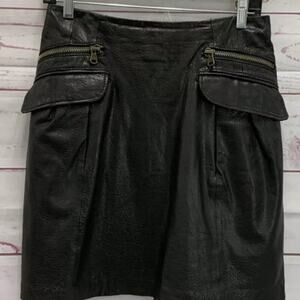 NWT Nanette Lepore True at First Black Leather Mini Skirt Women’s Size 10